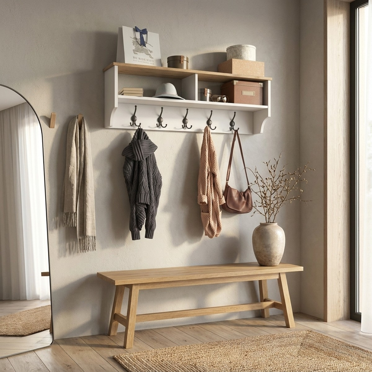 Wandgarderobe mit Ablagen für den Eingangsbereich P2