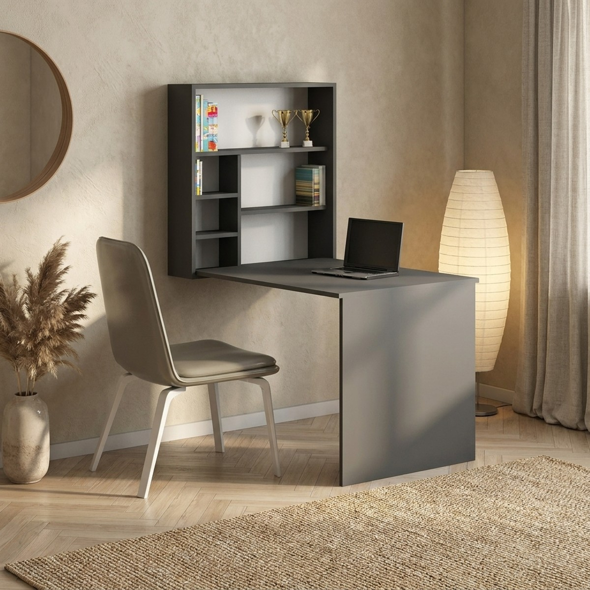 Escritorio de estudio con librería y estantes Sedir