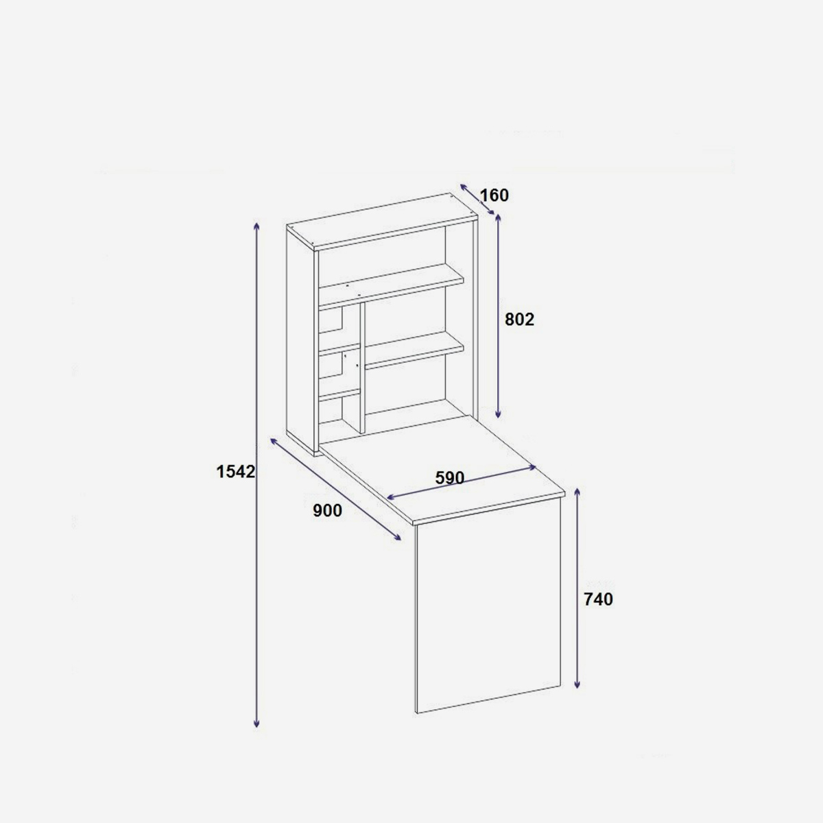 Escritorio de estudio con librería y estantes Sedir