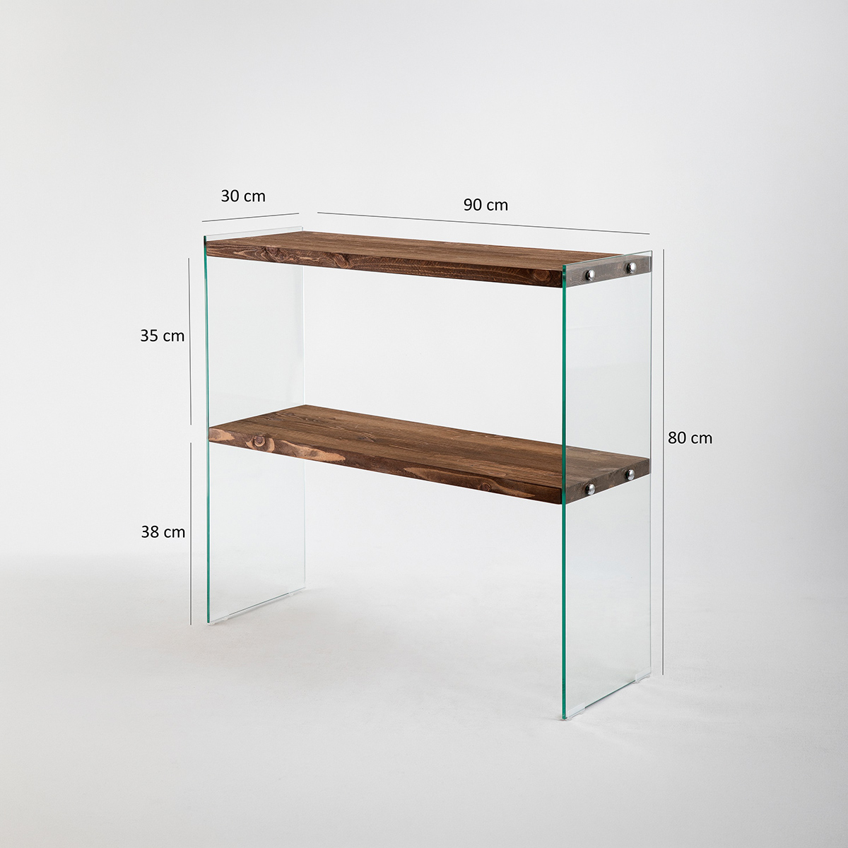Konsole aus Massivholz und gehärtetem Glas Venedik