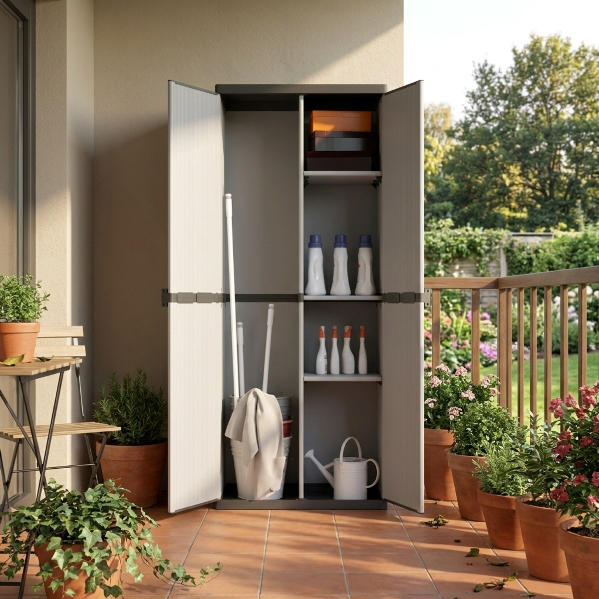 Modulares Schranksystem Armadio portascope mit 2 Türen aus Kunstharz für den Außenbereich