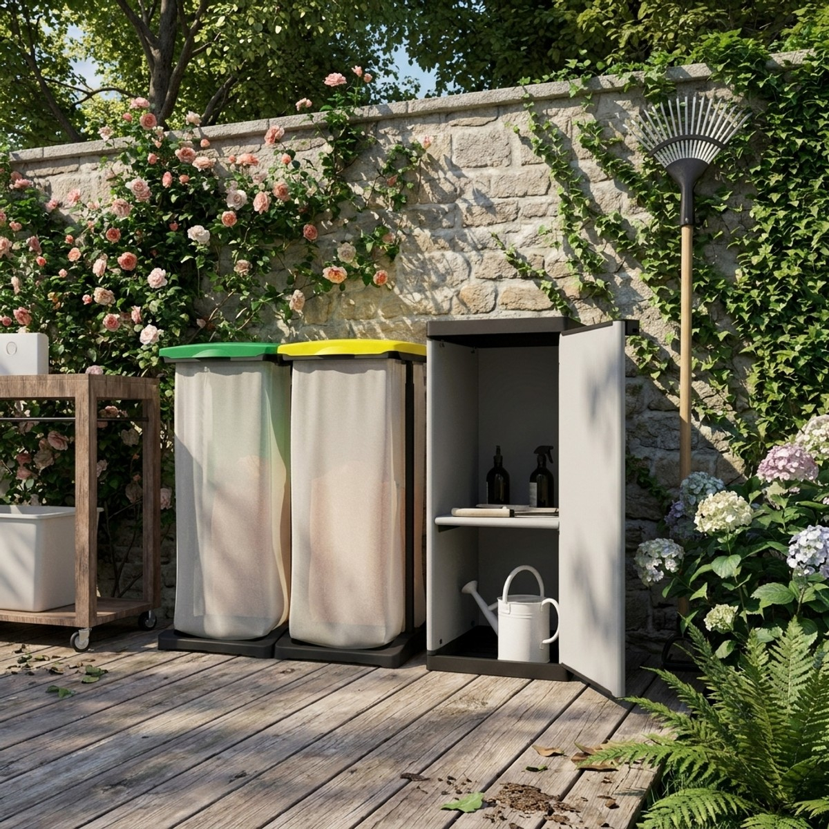 Armario de resina para exterior con 1 puerta y estantes Modular system