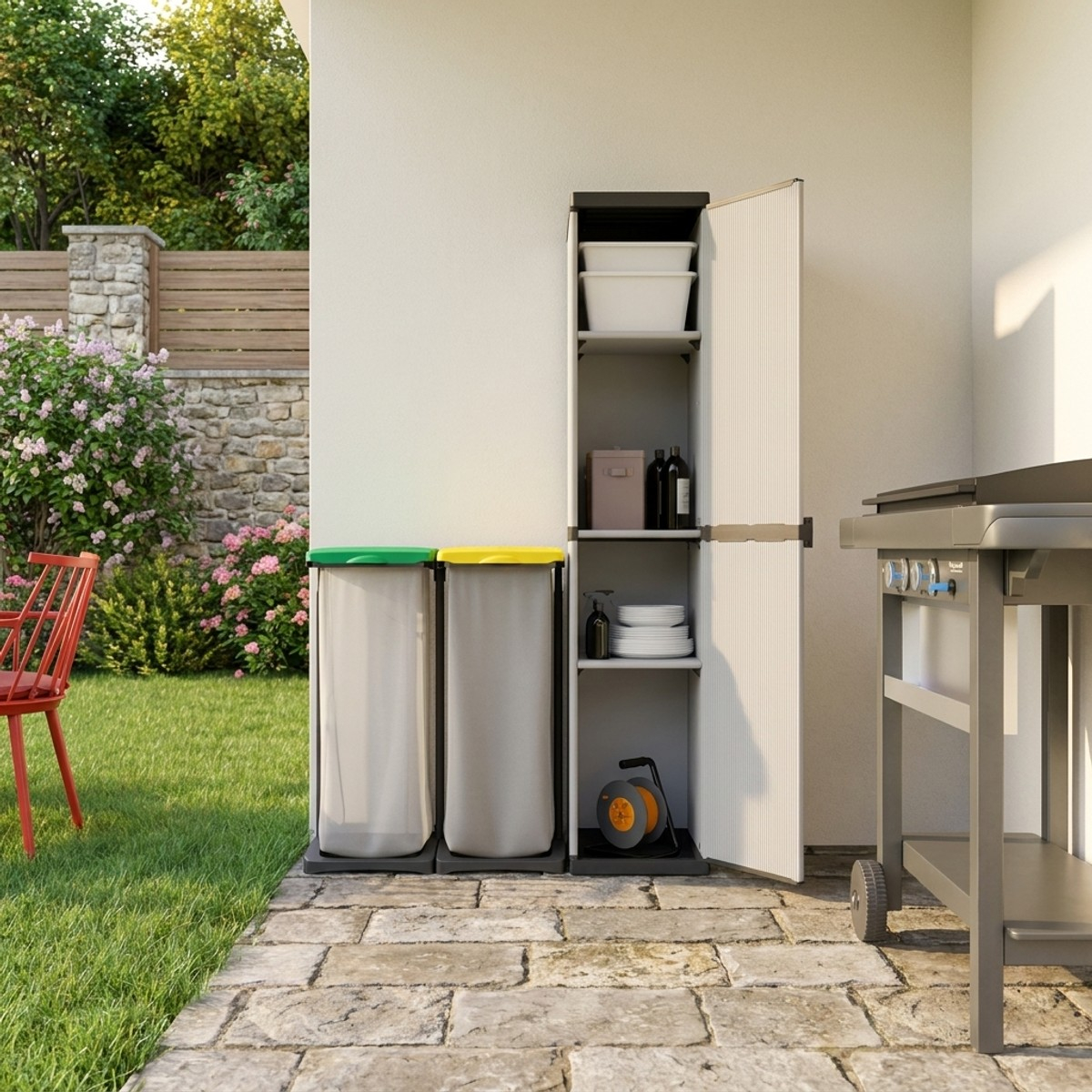 Armario de resina con 4 estantes y 1 puerta para interior y exterior Modular system