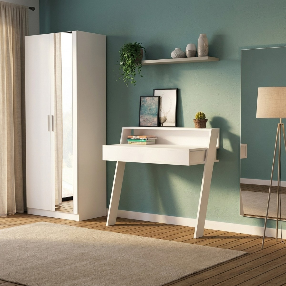 Escritorio de estudio compacto con cajón ahorraespacio Cowork