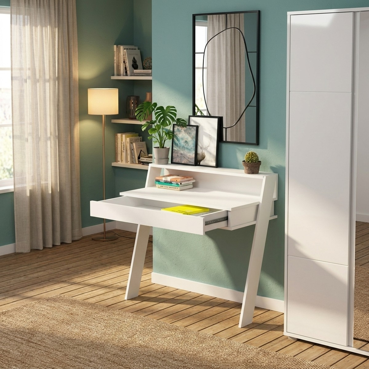 Escritorio de estudio compacto con cajón ahorraespacio Cowork