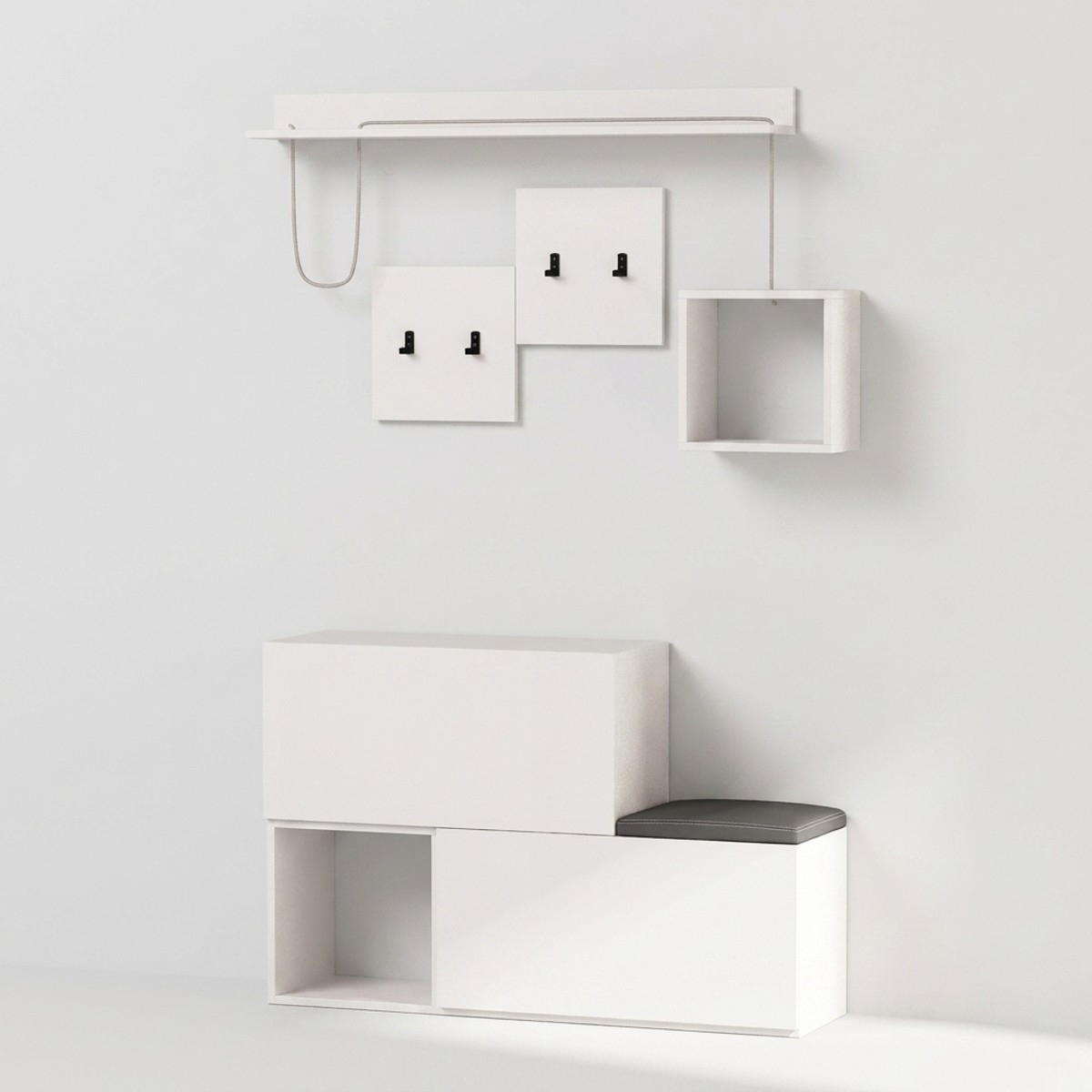 Garderobenmöbel mit Schuhschrank und Kleiderhaken Holdon