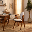 Set de 2 sillas tapizadas en lino y madera para comedor Touch