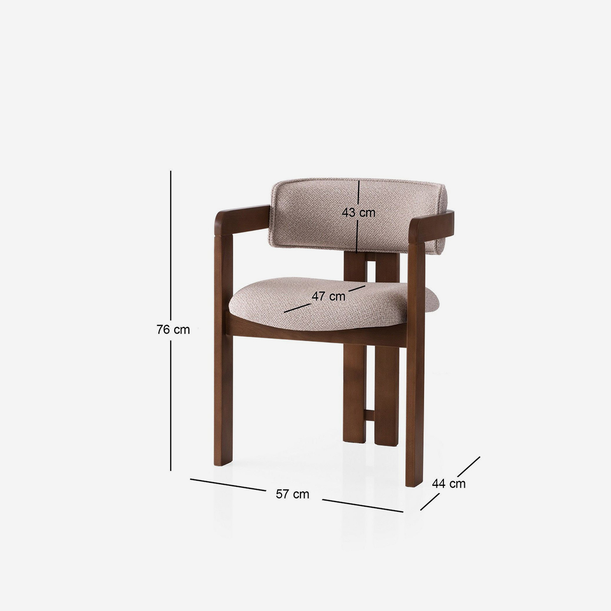 Silla de madera con reposabrazos para salón Cozy