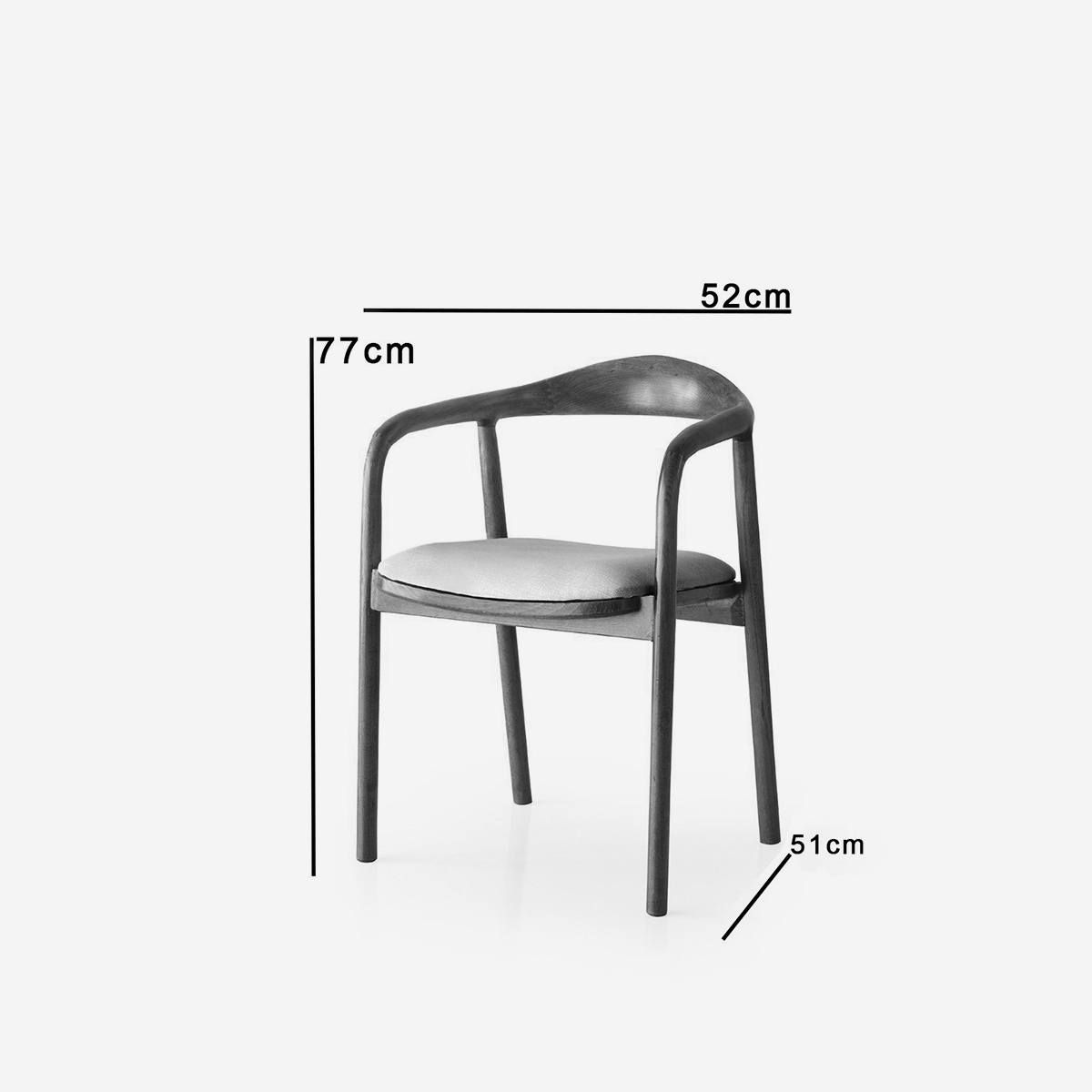 Silla de madera con asiento tapizado en tela Theris