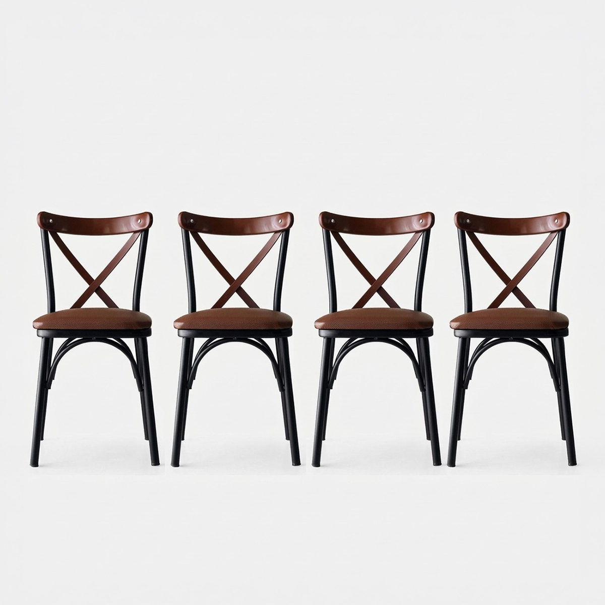 Set de 4 sillas de cocina de metal y polipiel Ekol