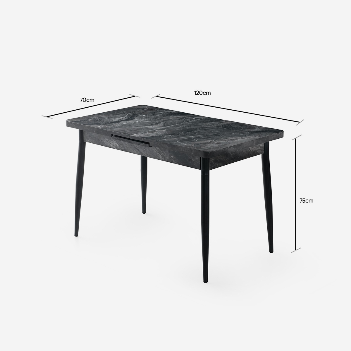 Mesa de comedor extensible con patas de metal 120/150x70 Ay