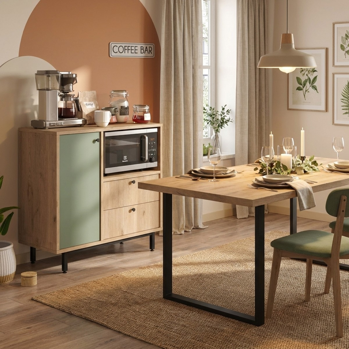 Mueble multiusos ahorraespacio con estantes y puertas Korithis