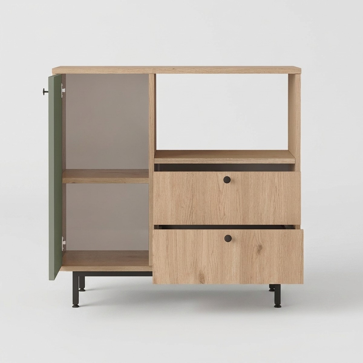 Mueble multiusos ahorraespacio con estantes y puertas Korithis