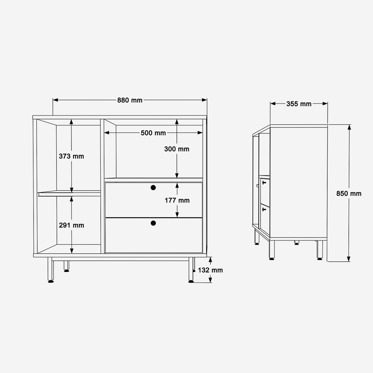 Mueble multiusos ahorraespacio con estantes y puertas Korithis