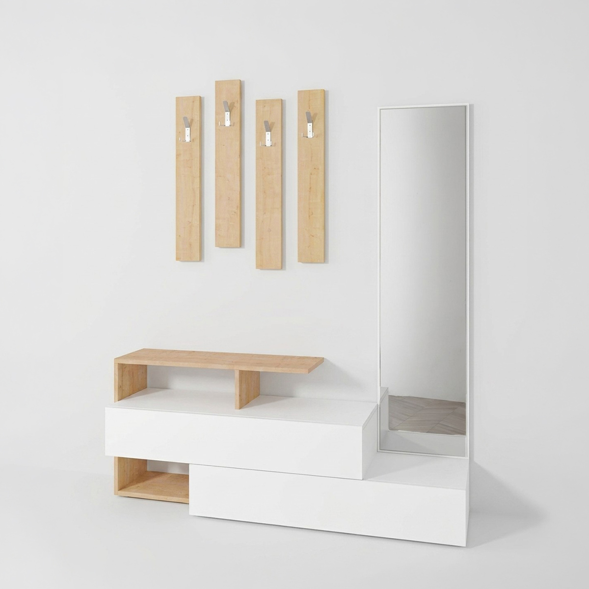 Mueble de recibidor con espejo y perchero Ramda