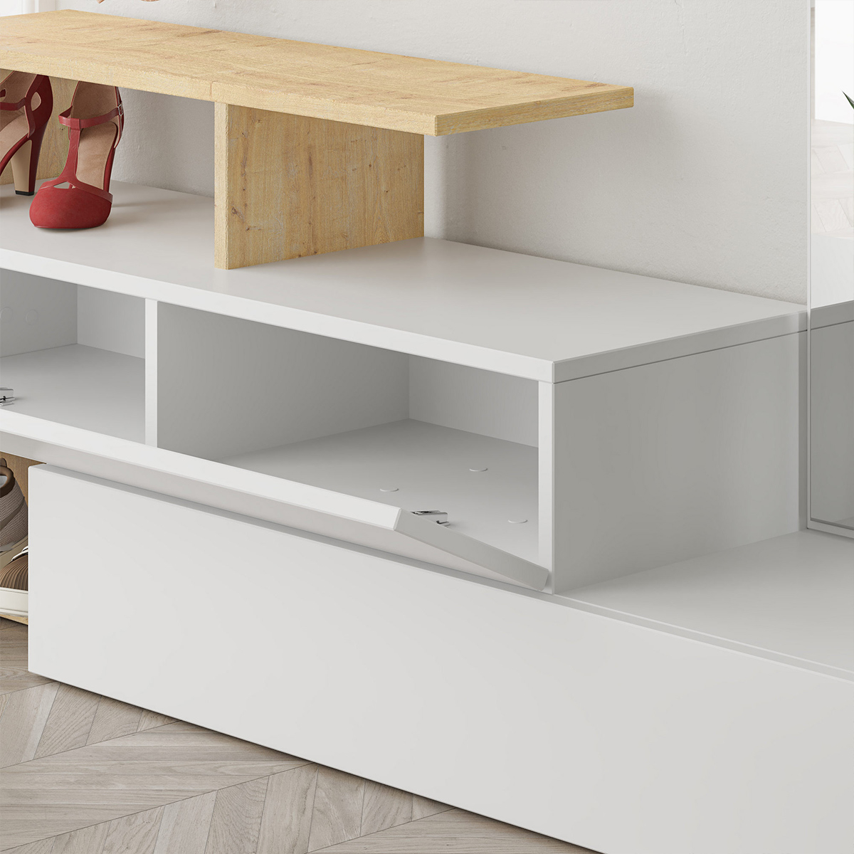 Mueble de recibidor con espejo y perchero Ramda