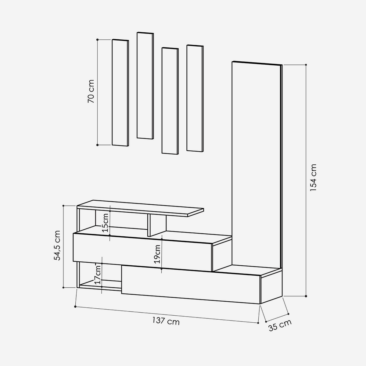 Mueble de recibidor con espejo y perchero Ramda
