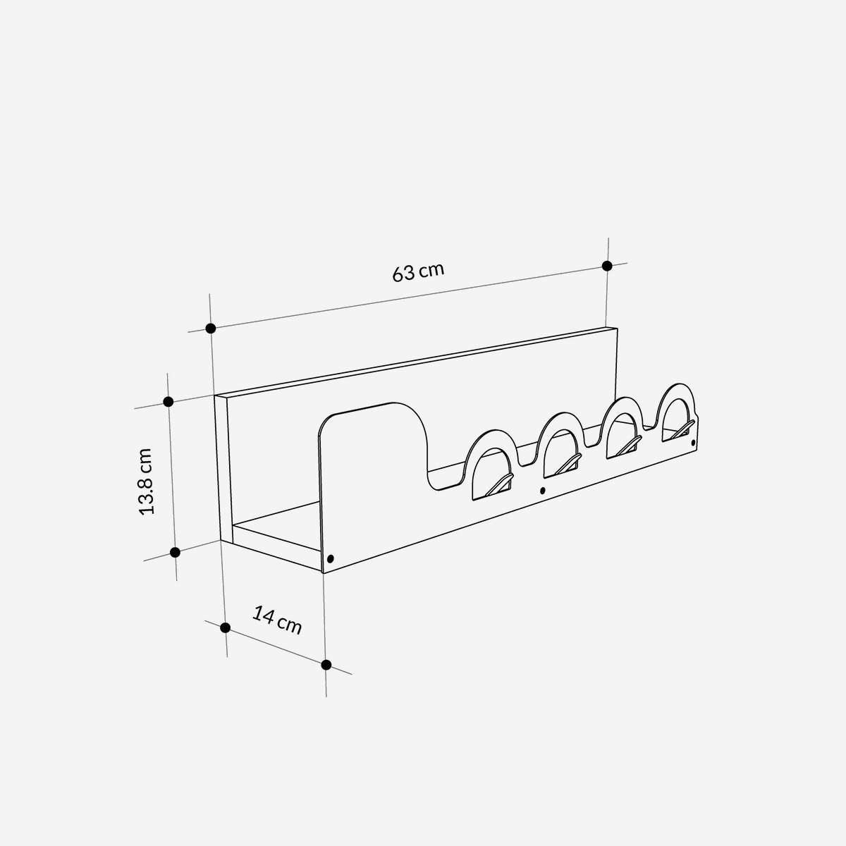 Perchero de pared de metal con estante Liora