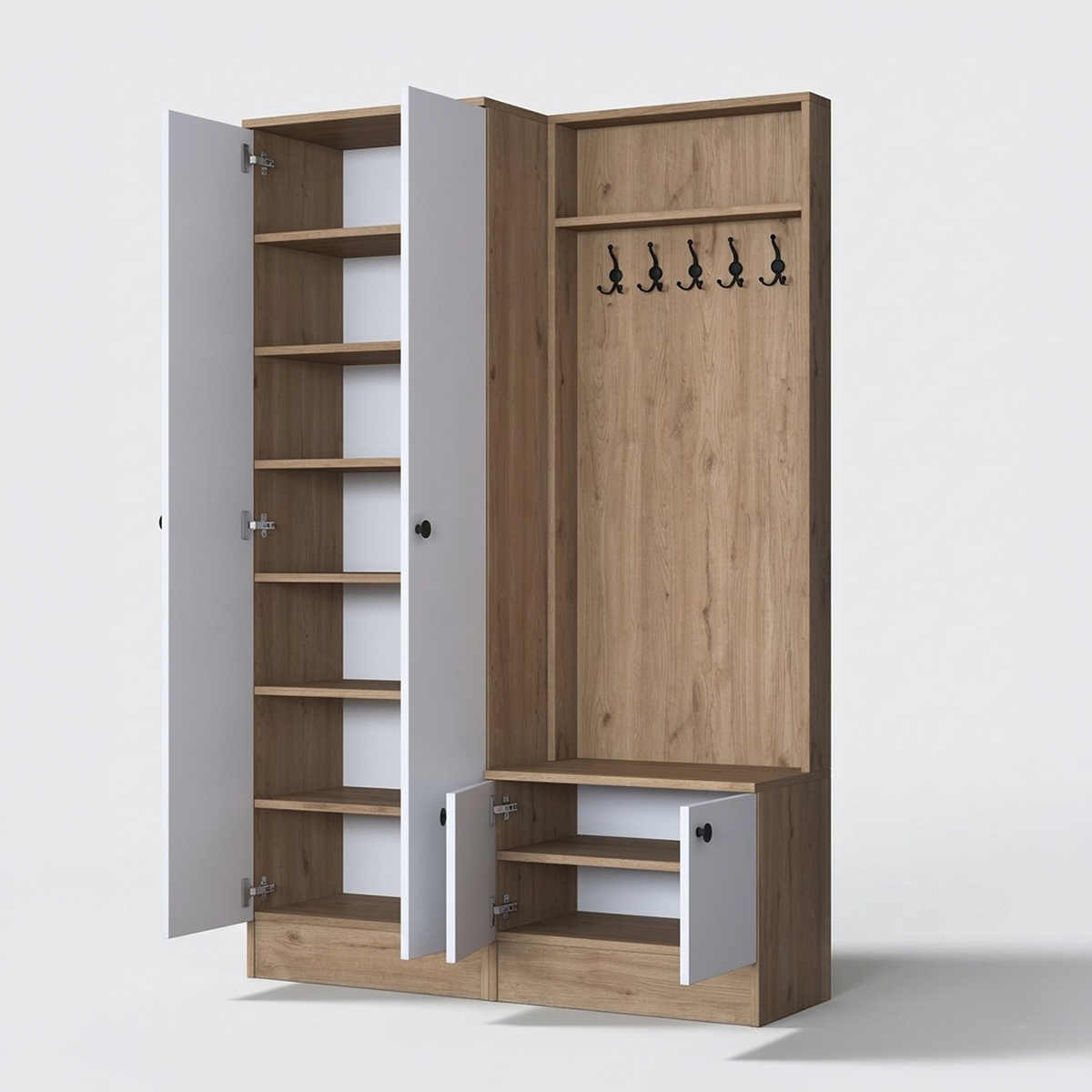 Garderobenmöbel mit Kleiderständer und Schuhschrank Veltor