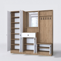 Mueble recibidor con perchero, espejo y zapatero Myristh