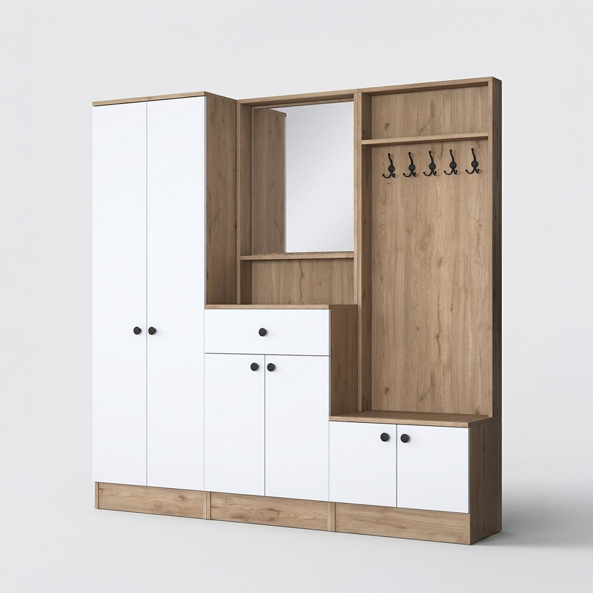 Mueble de entrada con perchero y espejo Sylth