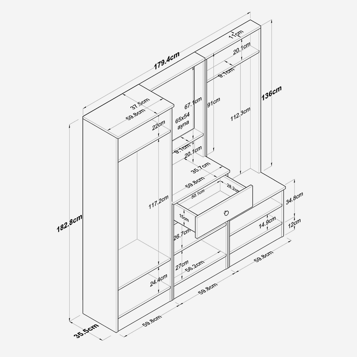 Mueble de entrada con perchero y espejo Sylth