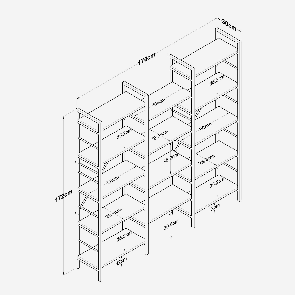 Modernes Wandregal Bücherregal aus Melamin Monolith