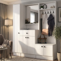 Mueble de entrada recibidor con espejo y perchero Throm
