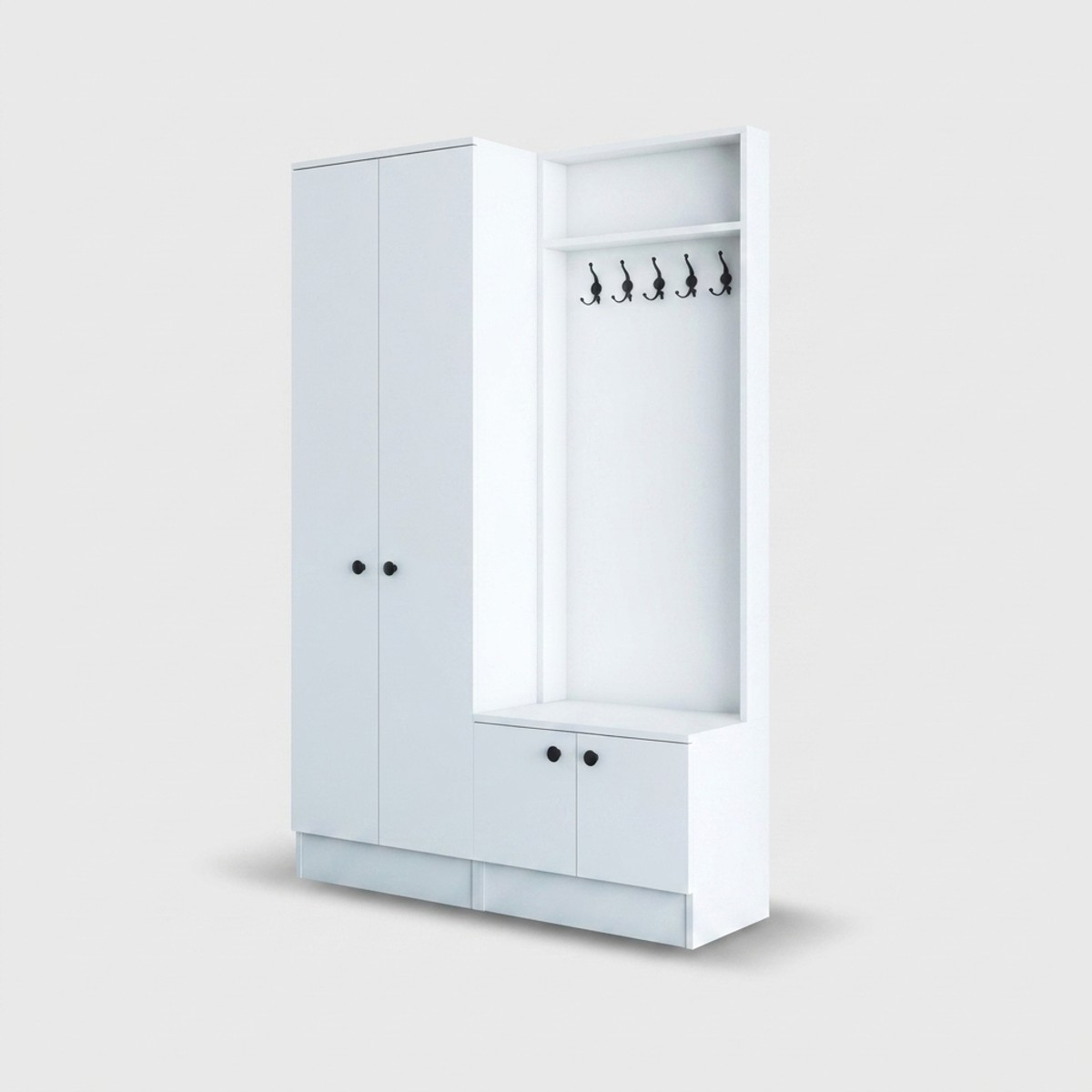 Mueble recibidor con perchero y armario ropero Nythos