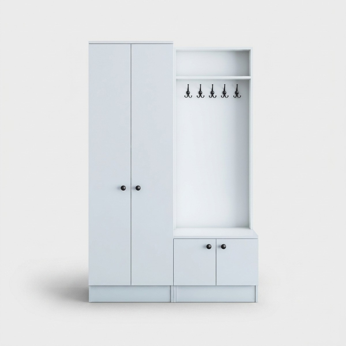 Mueble recibidor con perchero, zapatero y armario Korith