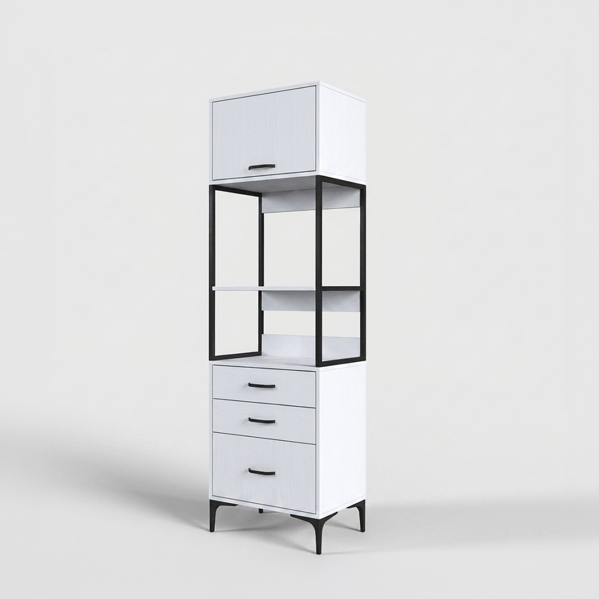 Platzsparender Mehrzweckschrank mit Regalen und Schubladen Linear