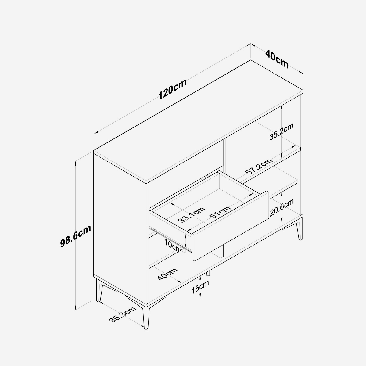 Mehrzweck-Sideboard mit Schubladen und Türen Vertice