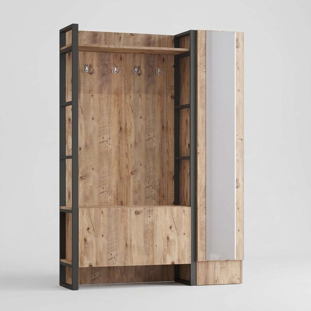 Mueble recibidor con espejo y zapatero Vorth