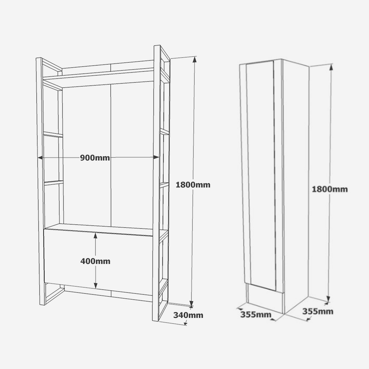 Mueble recibidor con espejo y zapatero Vorth