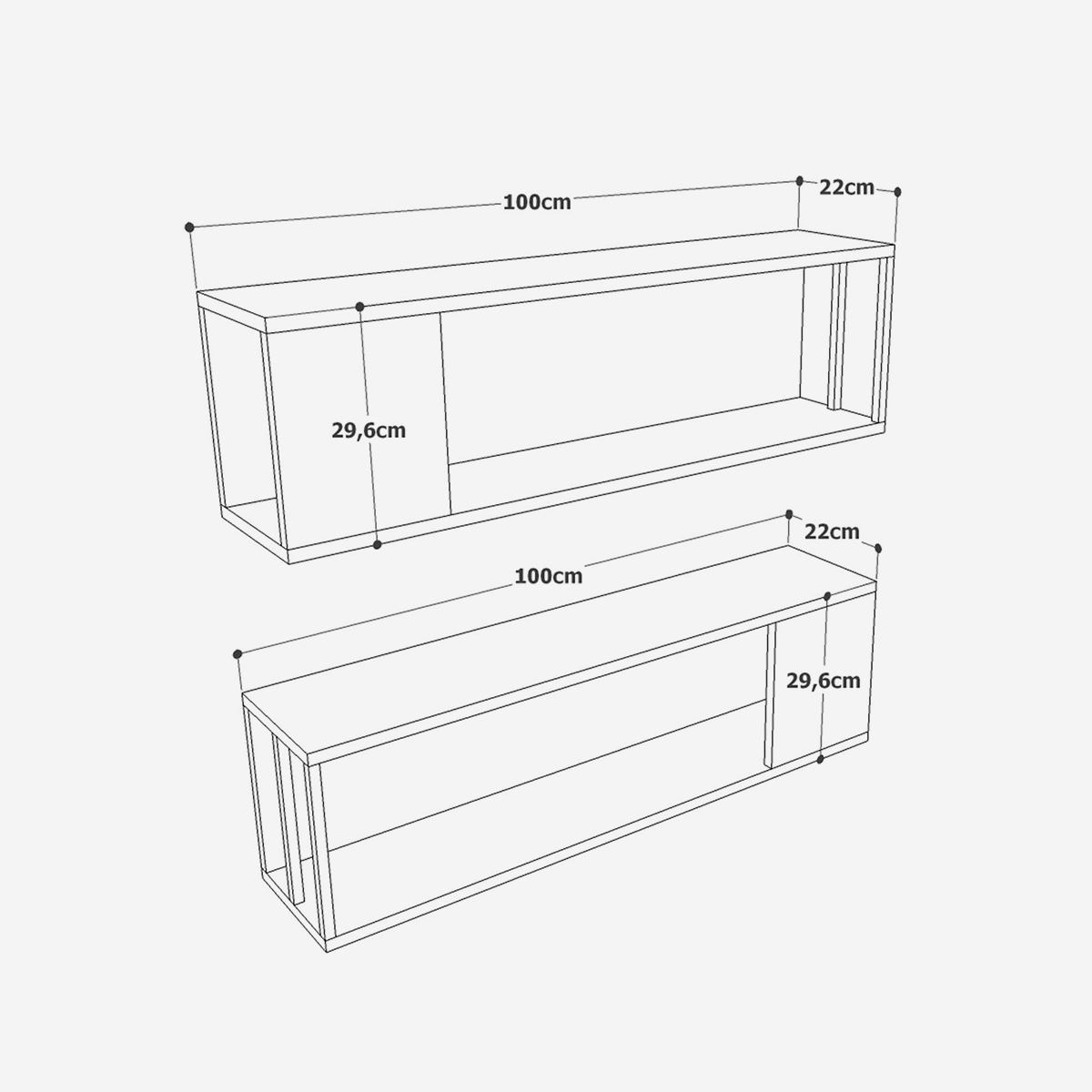 Estantes de pared modernos, juego de 2 piezas Krenith