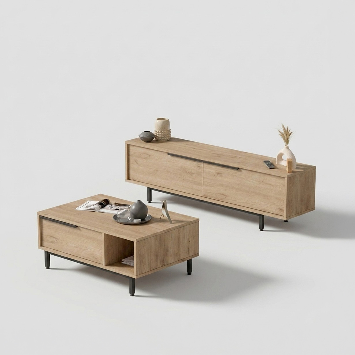 Ensemble meuble TV et table basse de salon Nyrak