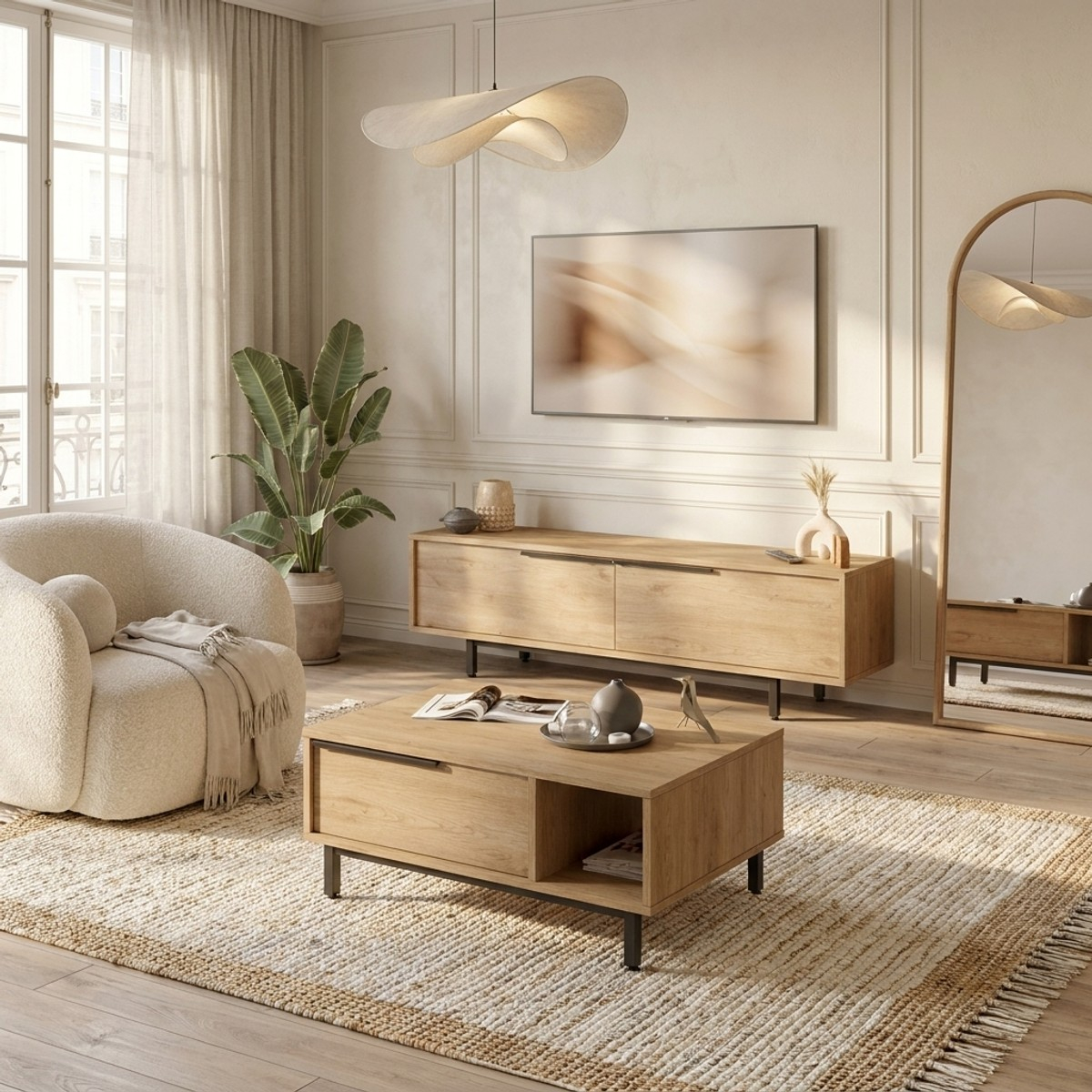 Ensemble meuble TV et table basse de salon Nyrak