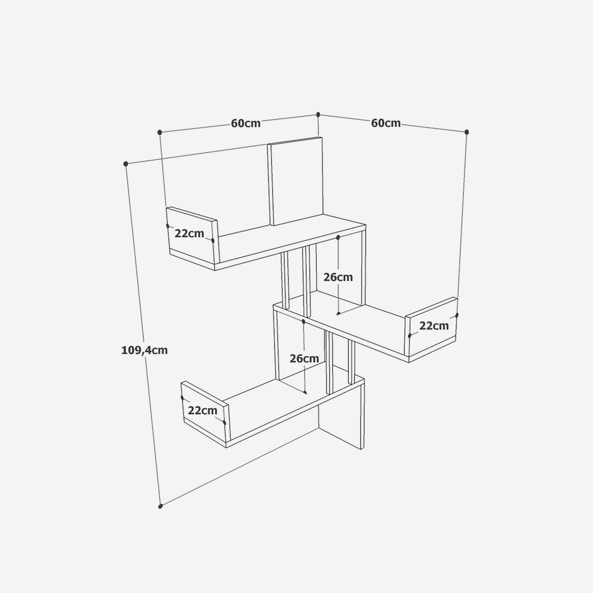 Estante de pared de diseño en madera engineered Theronis