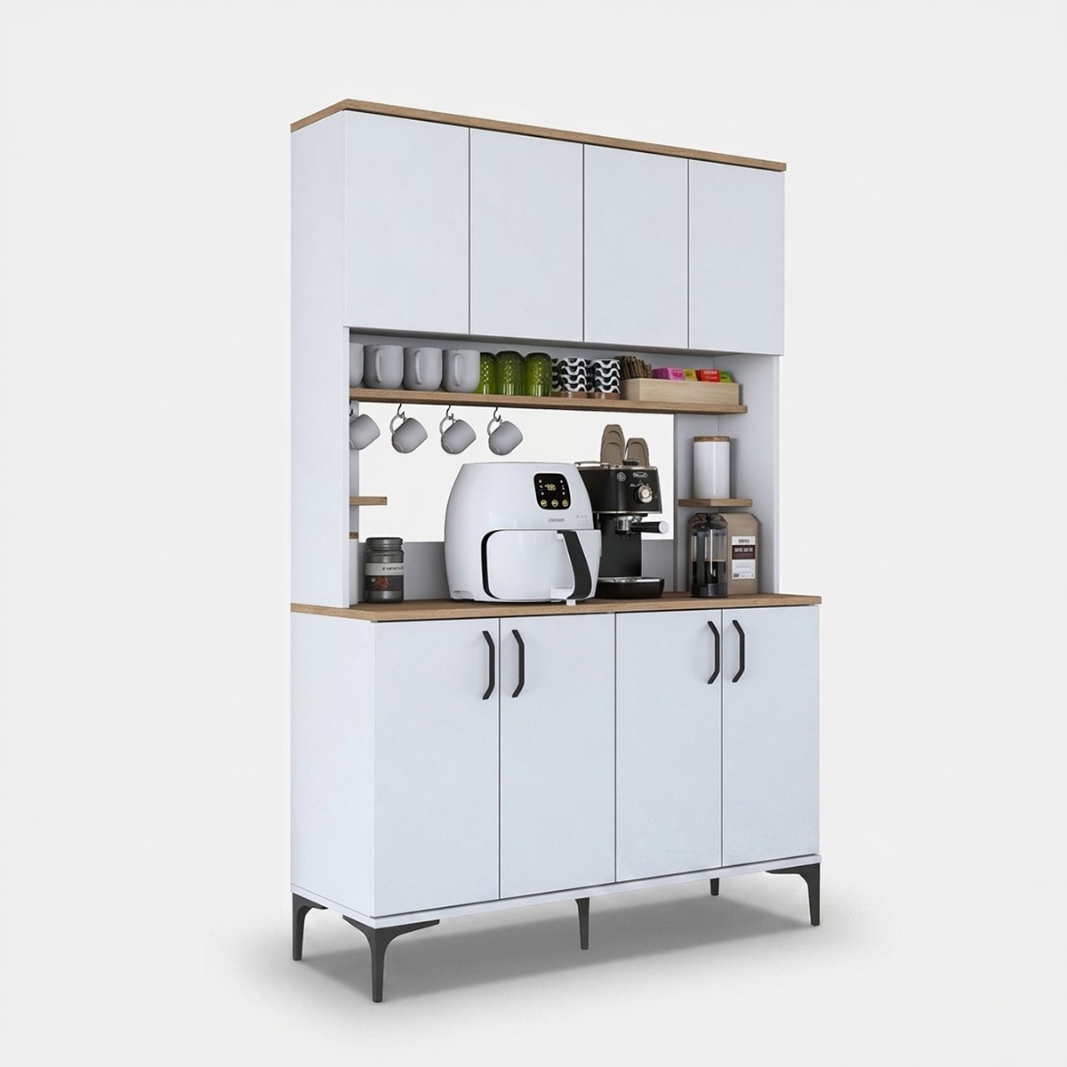 Aparador multiusos para cocina con estantes y puertas Metrica