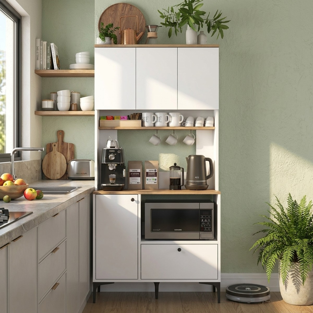 Aparador despensa multiusos de cocina con estantes Silhoutte