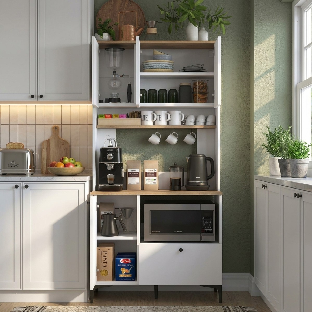 Aparador despensa multiusos de cocina con estantes Silhoutte
