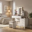 Tocador de maquillaje con espejo y cajones para dormitorio Zyltharis