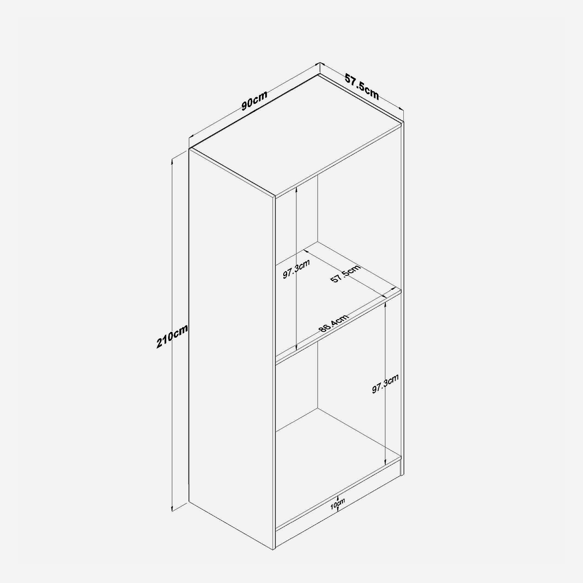 Kleiderschrank mit 2 Türen und doppelter Kleiderstange Veltaroth