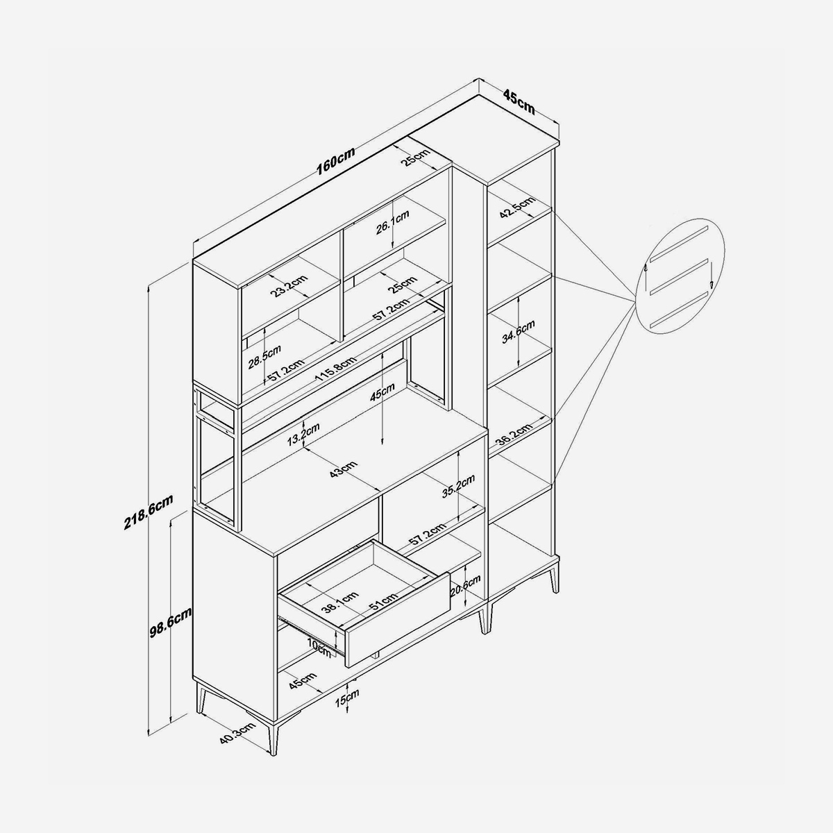 Mehrzweck-Küchenschrank mit Vorratsschrank Layer