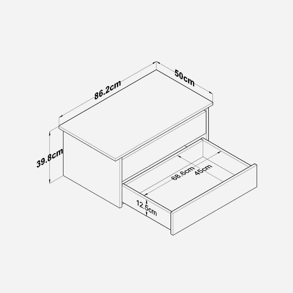 Commode intérieure pour armoire 2 tiroirs Nyxisium