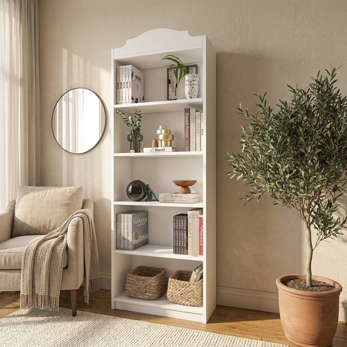 Schmales 5-stufiges Bücherregal aus Holz Quadrant
