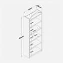 Schmales 5-stufiges Bücherregal aus Holz Quadrant