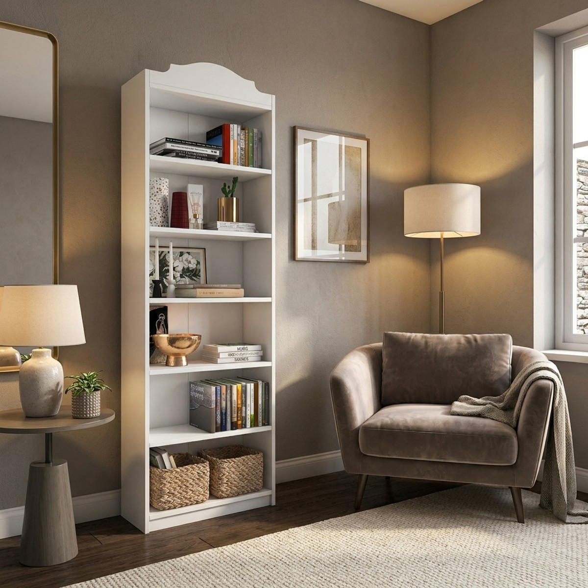Schmales platzsparendes Bücherregal mit 6 Ablagen Atelier