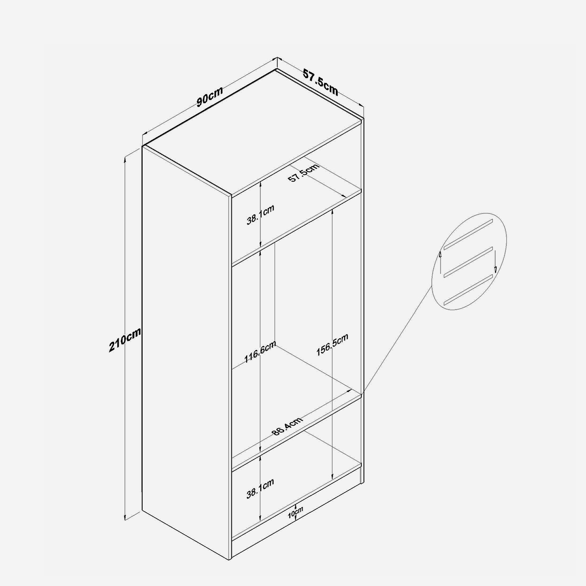 2-türiger Kleiderschrank für das Schlafzimmer Loft