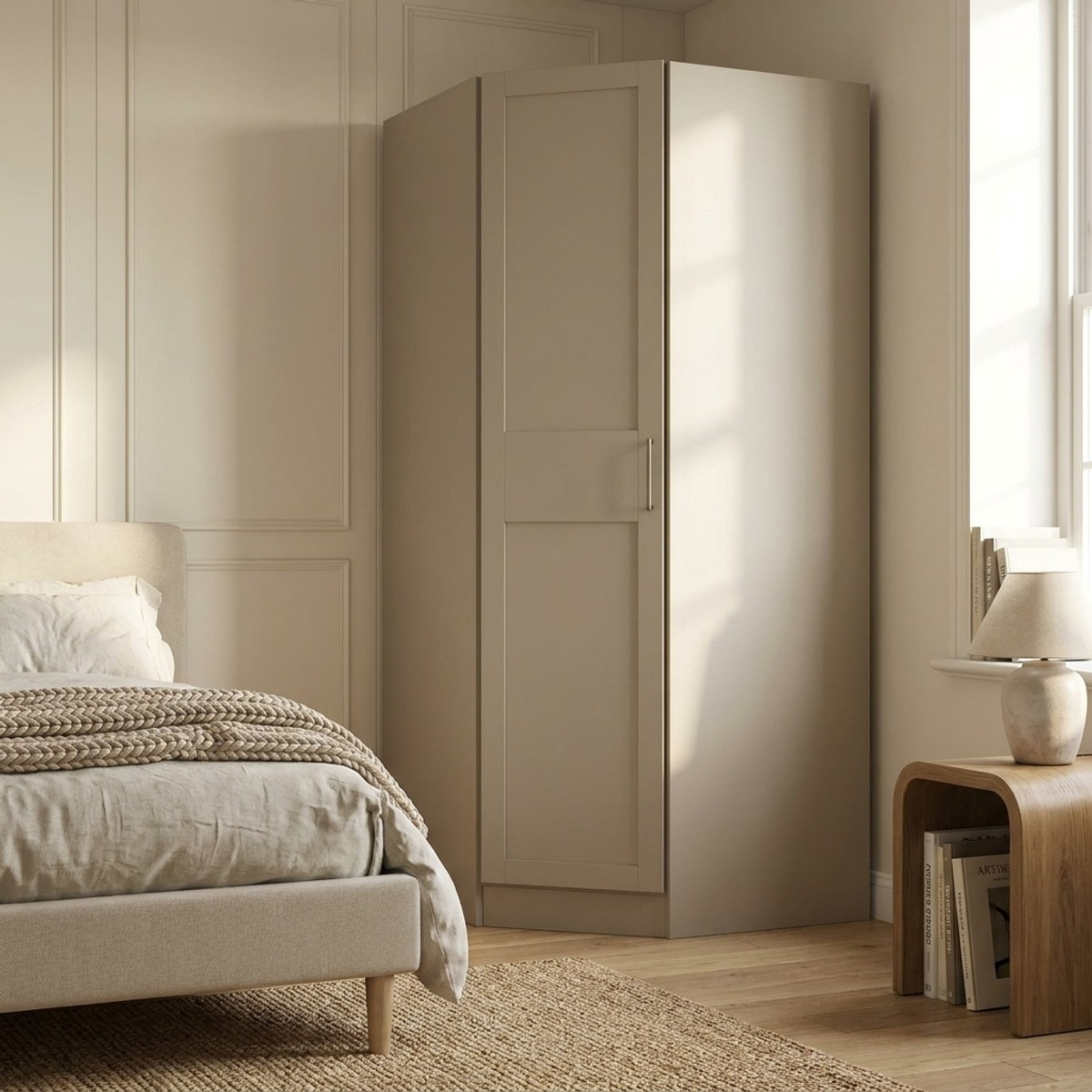 Armario de esquina ahorraespacio de 1 puerta para dormitorio Shift